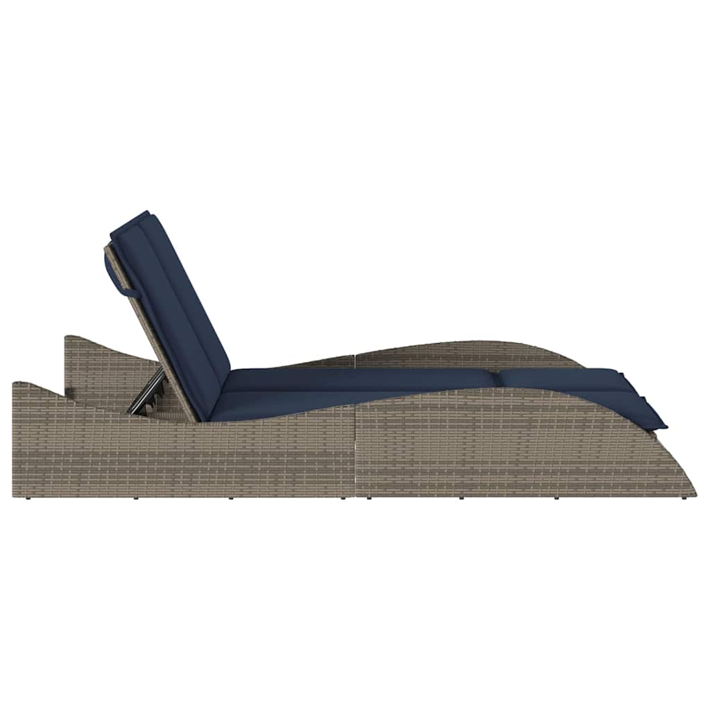 Ligbed met kussens grijs 114x205x73 cm poly rattan is nu te koop bij PeponiXL, paradijselijk wonen!
