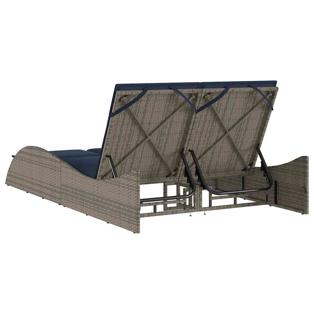 Ligbed met kussens grijs 114x205x73 cm poly rattan is nu te koop bij PeponiXL, paradijselijk wonen!