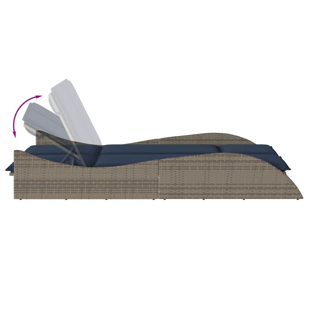 Ligbed met kussens grijs 114x205x73 cm poly rattan is nu te koop bij PeponiXL, paradijselijk wonen!