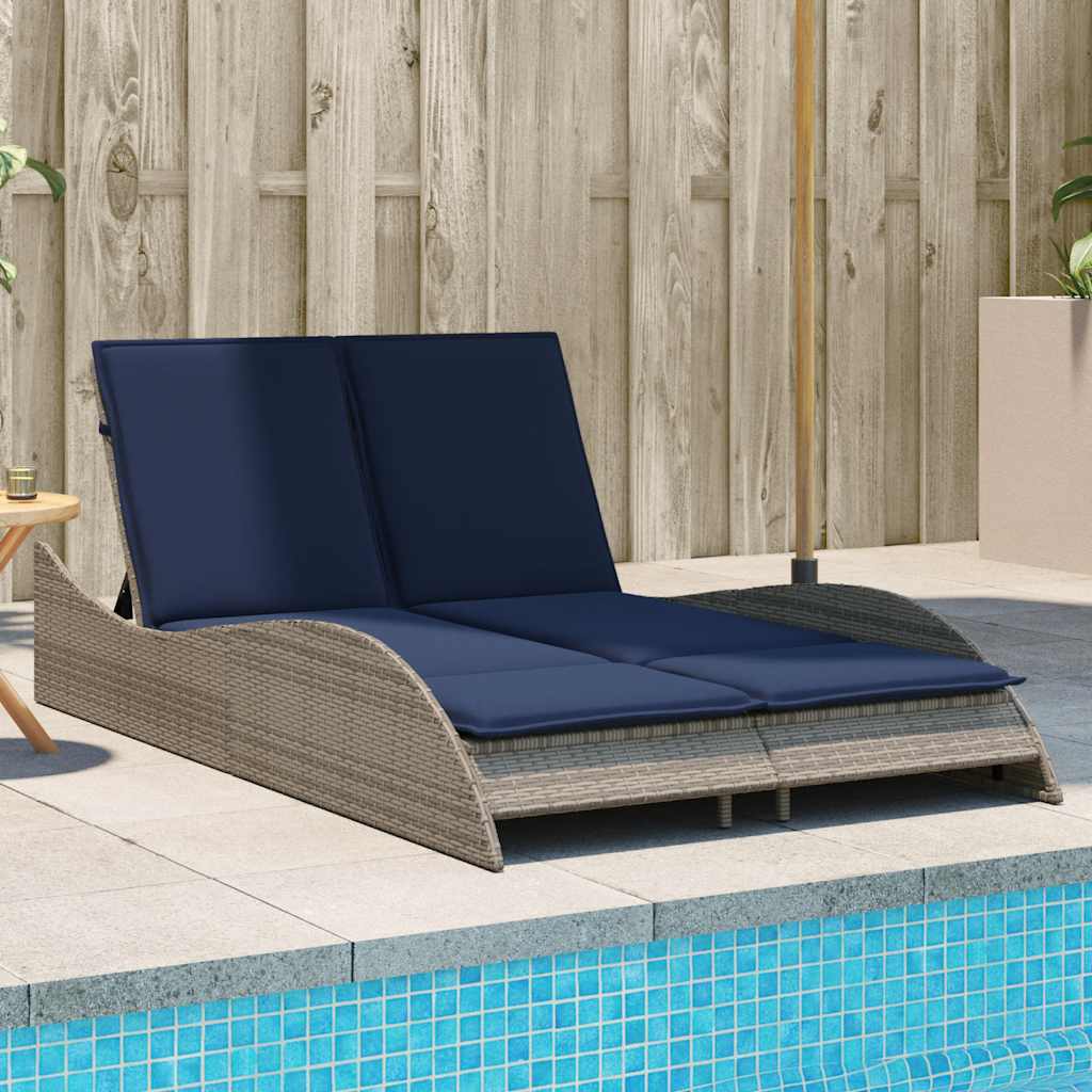 Ligbed met kussens grijs 114x205x73 cm poly rattan is nu te koop bij PeponiXL, paradijselijk wonen!