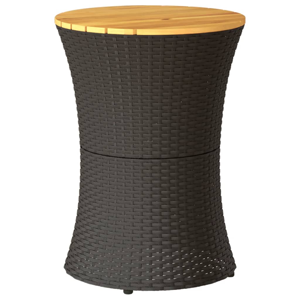 Tuinbijzettafel trommelvormig poly rattan en massief hout zwart is nu te koop bij PeponiXL, paradijselijk wonen!