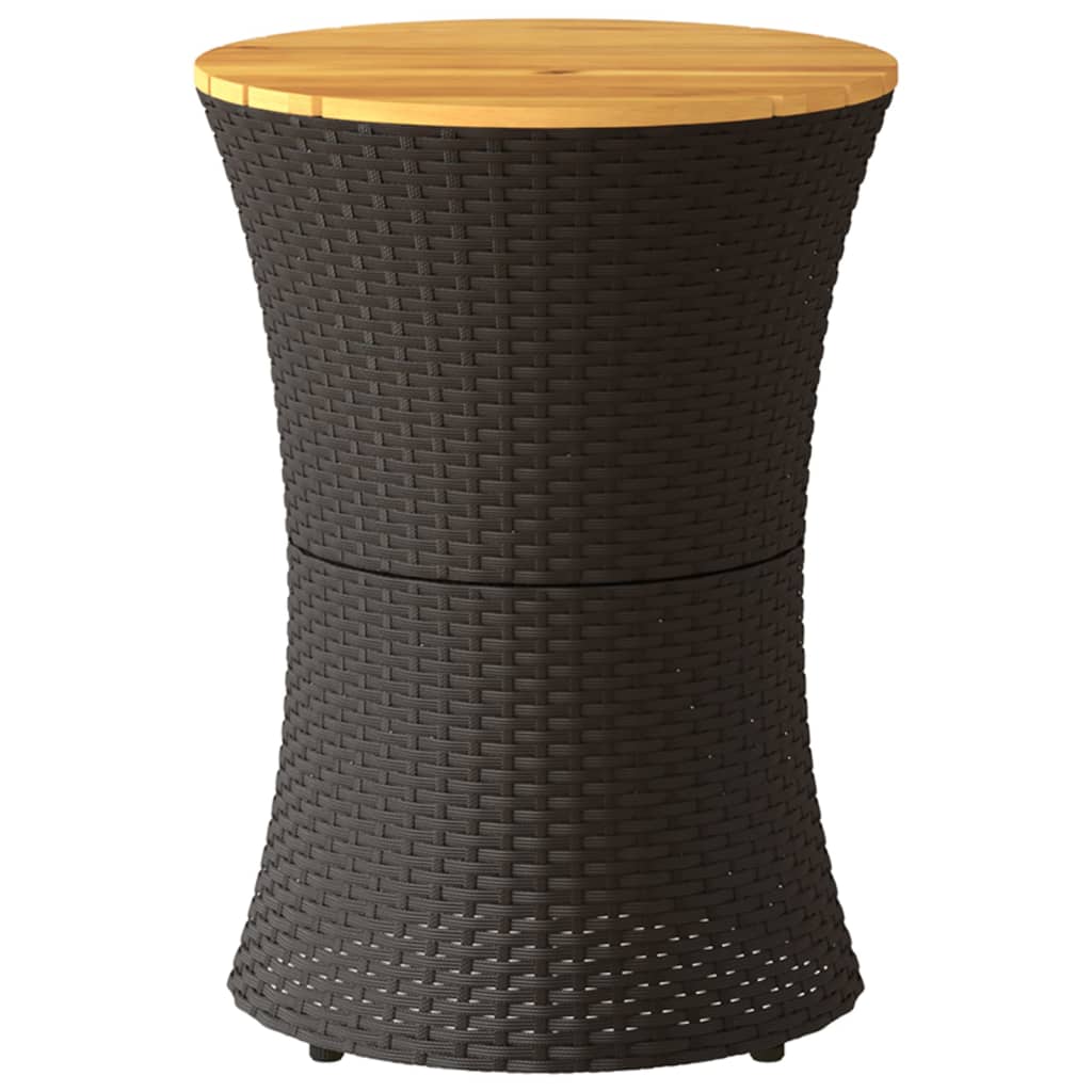 Tuinbijzettafel trommelvormig poly rattan en massief hout zwart is nu te koop bij PeponiXL, paradijselijk wonen!