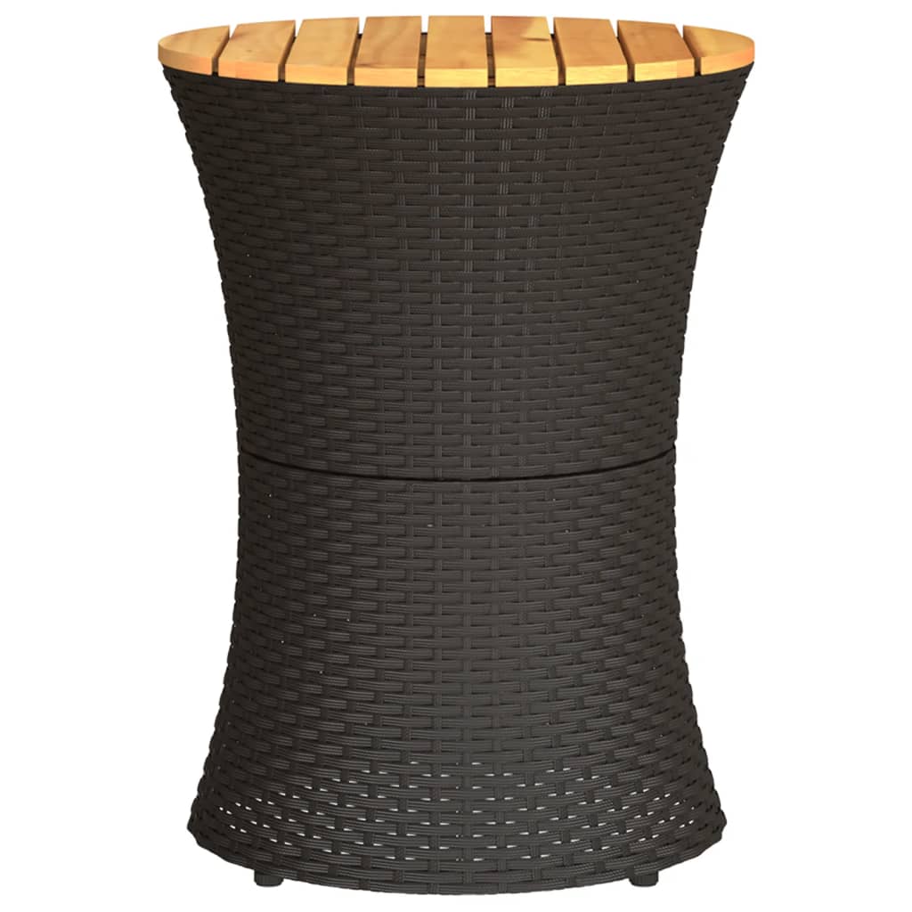 Tuinbijzettafel trommelvormig poly rattan en massief hout zwart is nu te koop bij PeponiXL, paradijselijk wonen!
