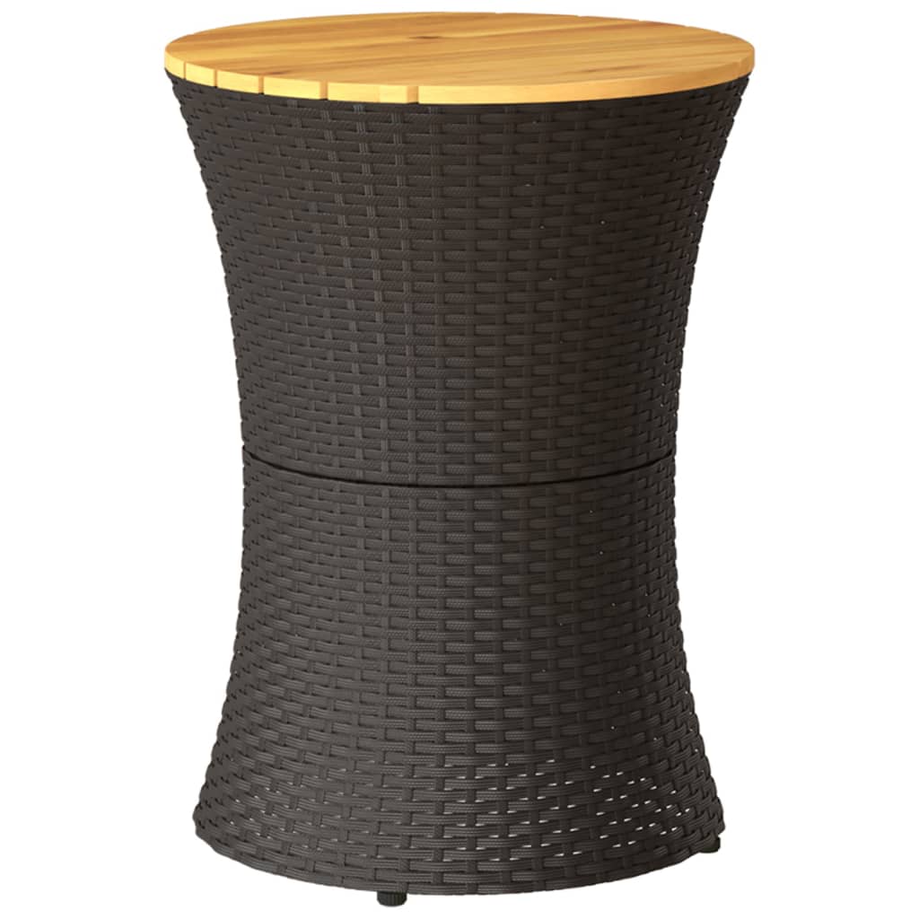 Tuinbijzettafel trommelvormig poly rattan en massief hout zwart is nu te koop bij PeponiXL, paradijselijk wonen!