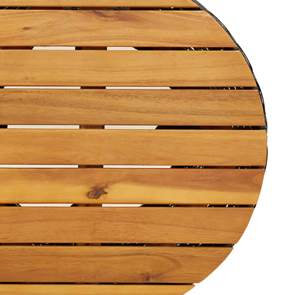 Tuinbijzettafel trommelvormig poly rattan en massief hout zwart is nu te koop bij PeponiXL, paradijselijk wonen!