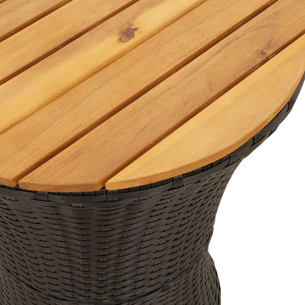 Tuinbijzettafel trommelvormig poly rattan en massief hout zwart is nu te koop bij PeponiXL, paradijselijk wonen!