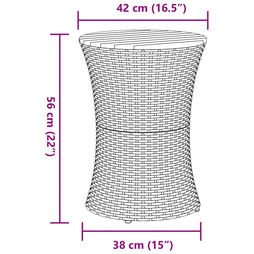 Tuinbijzettafel trommelvormig poly rattan en massief hout zwart is nu te koop bij PeponiXL, paradijselijk wonen!