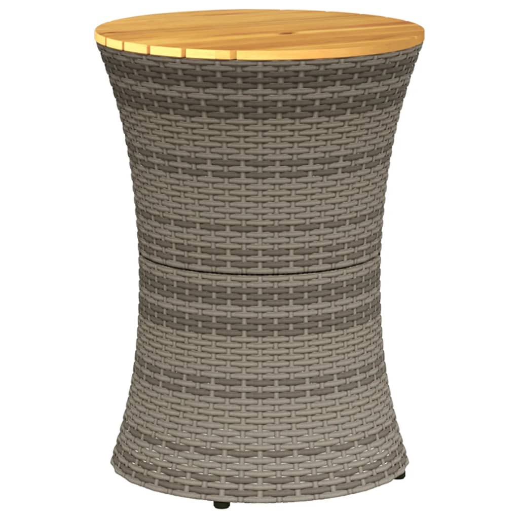 Tuinbijzettafel trommelvormig poly rattan en massief hout grijs is nu te koop bij PeponiXL, paradijselijk wonen!