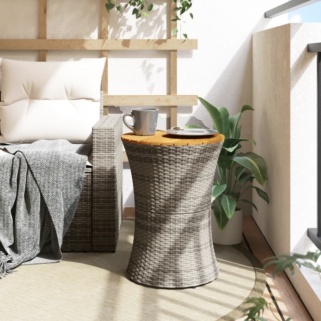 Tuinbijzettafel trommelvormig poly rattan en massief hout grijs is nu te koop bij PeponiXL, paradijselijk wonen!