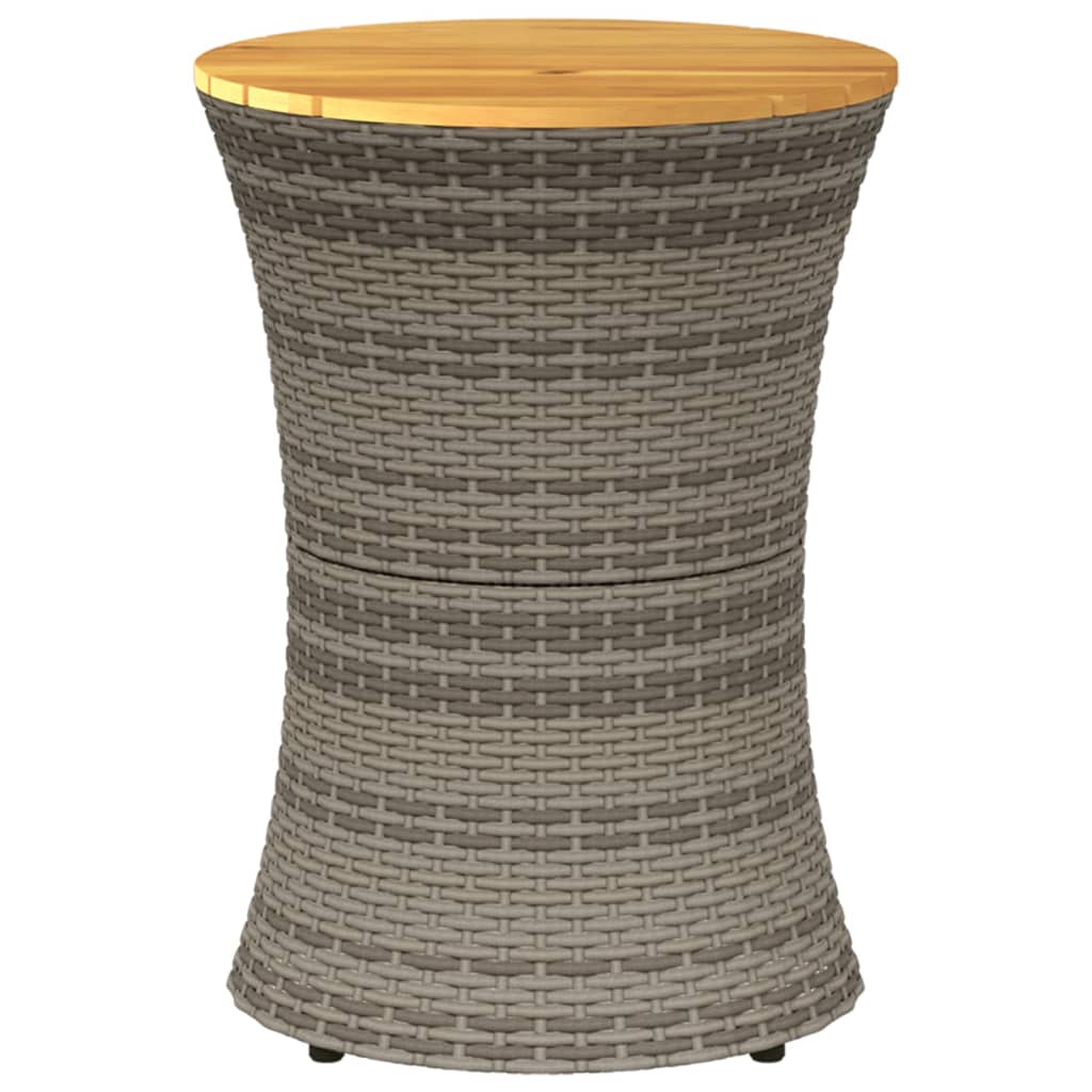 Tuinbijzettafel trommelvormig poly rattan en massief hout grijs is nu te koop bij PeponiXL, paradijselijk wonen!