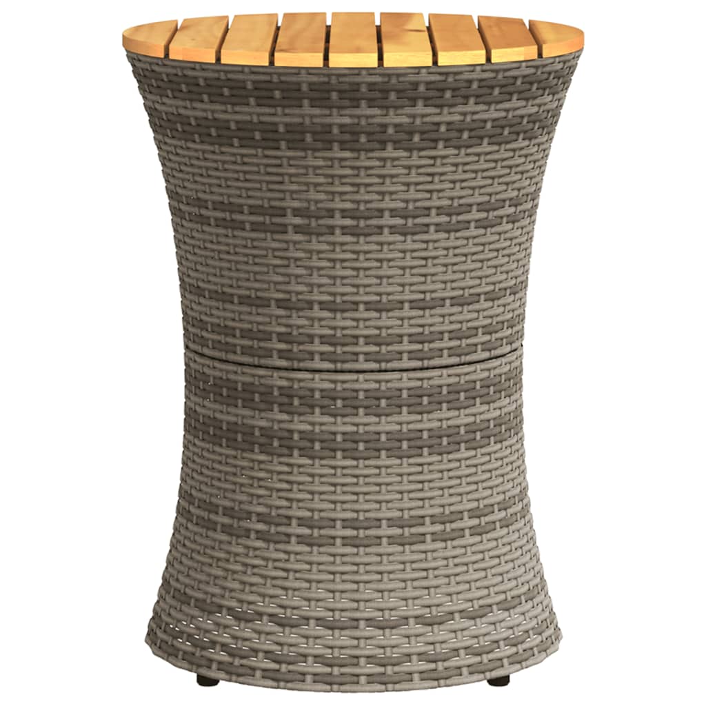Tuinbijzettafel trommelvormig poly rattan en massief hout grijs is nu te koop bij PeponiXL, paradijselijk wonen!