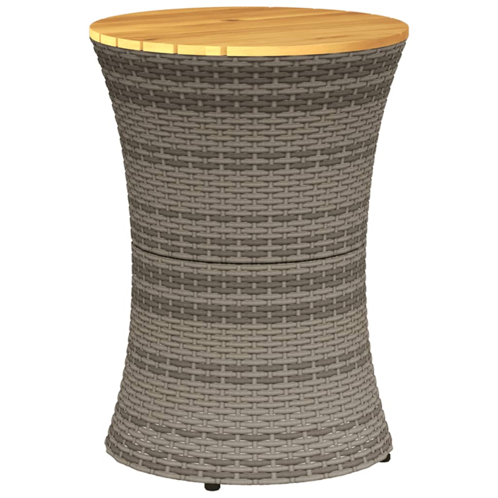 Tuinbijzettafel trommelvormig poly rattan en massief hout grijs is nu te koop bij PeponiXL, paradijselijk wonen!