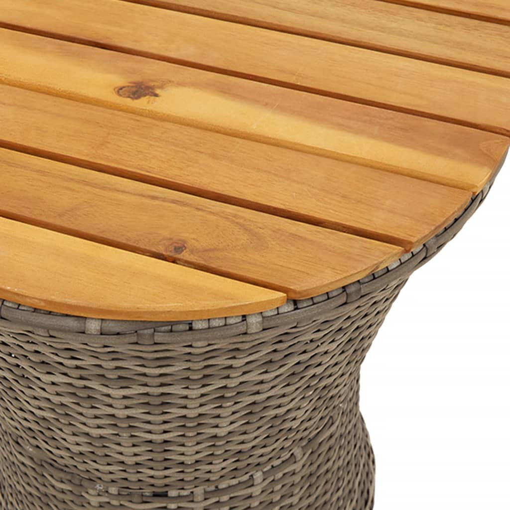 Tuinbijzettafel trommelvormig poly rattan en massief hout grijs is nu te koop bij PeponiXL, paradijselijk wonen!