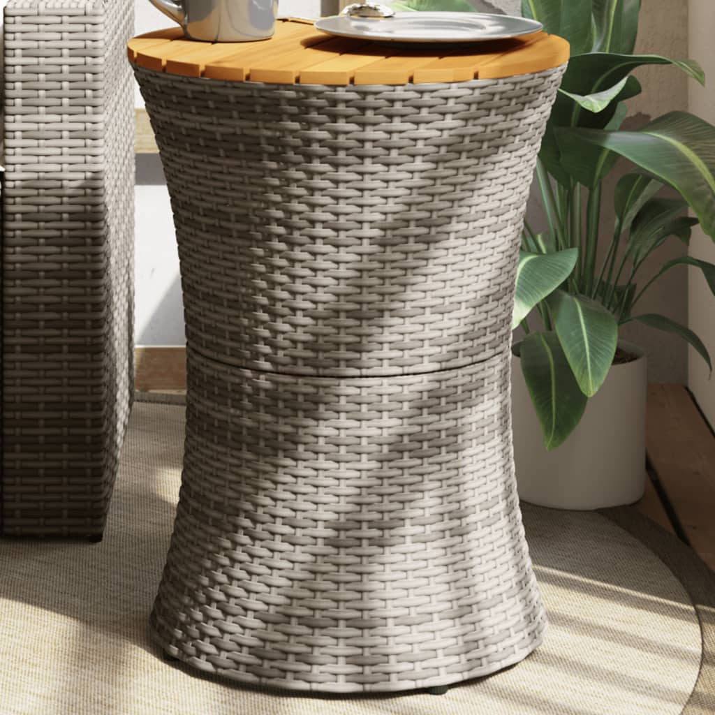 Tuinbijzettafel trommelvormig poly rattan en massief hout grijs is nu te koop bij PeponiXL, paradijselijk wonen!