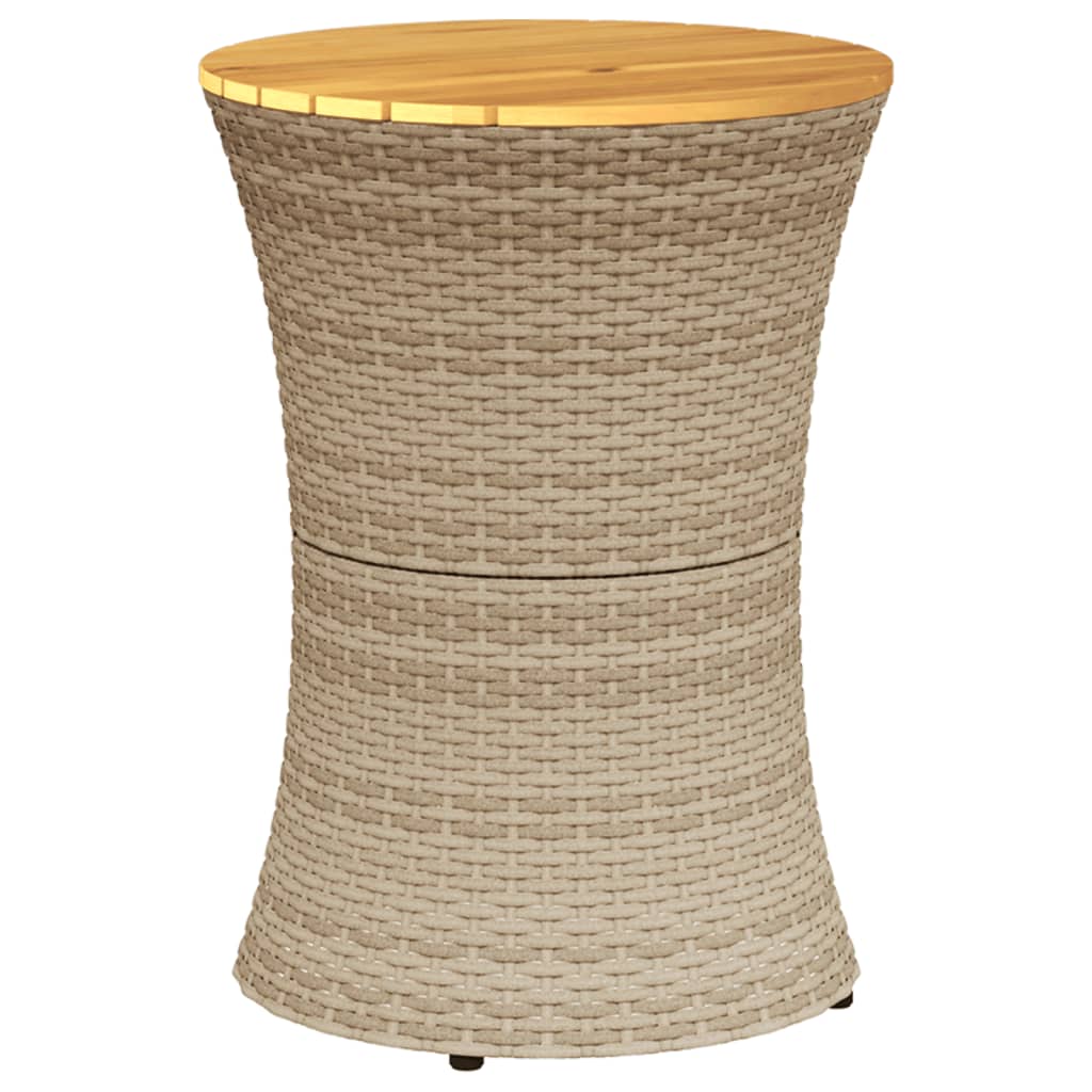 Tuinbijzettafel trommelvormig poly rattan en massief hout beige is nu te koop bij PeponiXL, paradijselijk wonen!