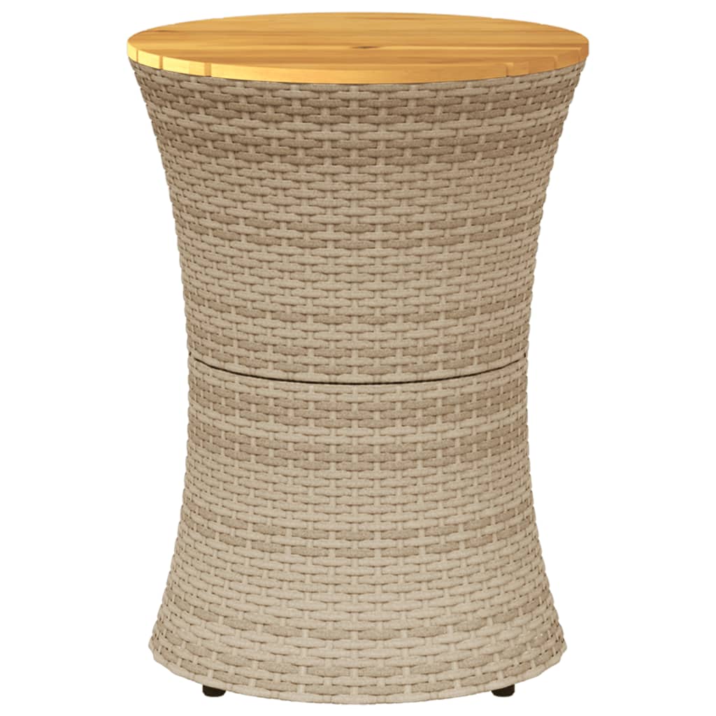 Tuinbijzettafel trommelvormig poly rattan en massief hout beige is nu te koop bij PeponiXL, paradijselijk wonen!