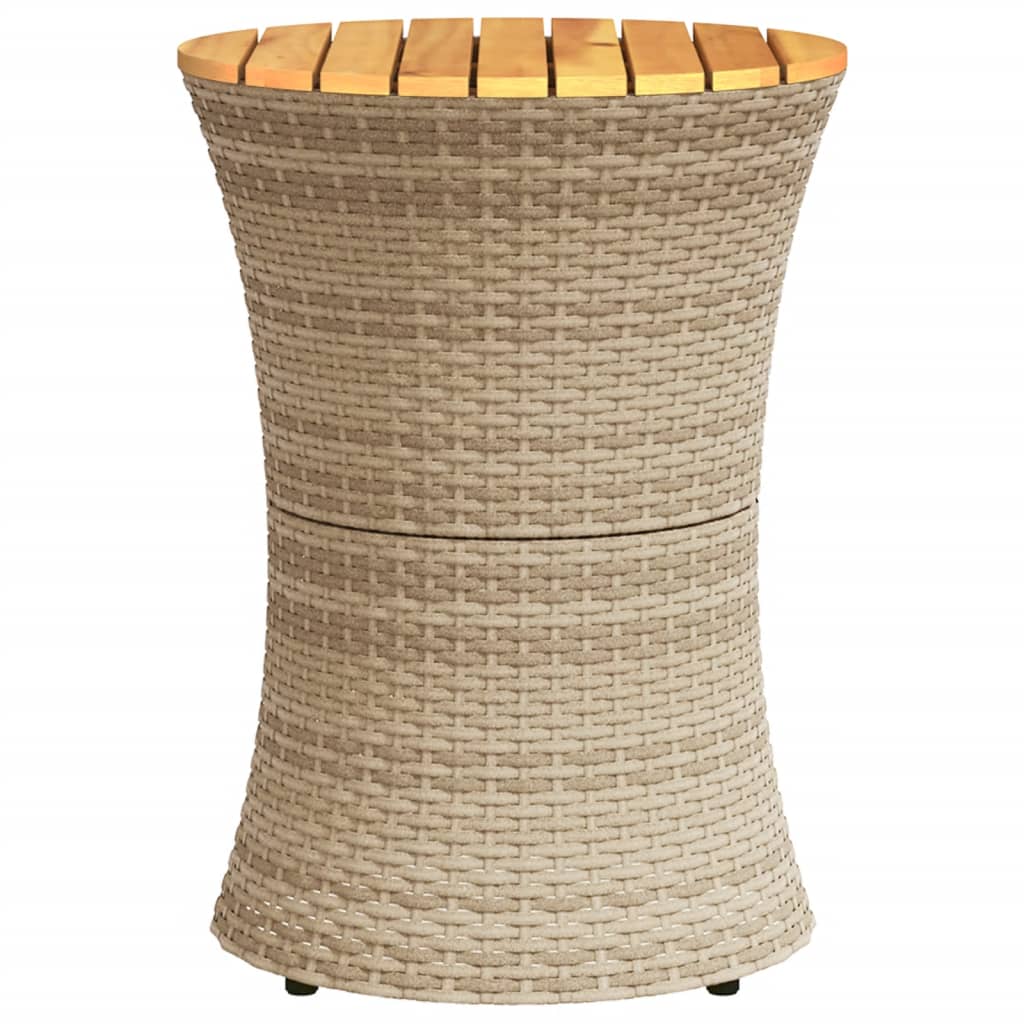 Tuinbijzettafel trommelvormig poly rattan en massief hout beige is nu te koop bij PeponiXL, paradijselijk wonen!
