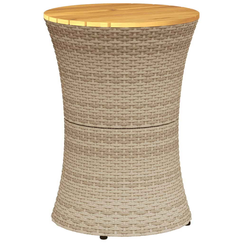 Tuinbijzettafel trommelvormig poly rattan en massief hout beige is nu te koop bij PeponiXL, paradijselijk wonen!