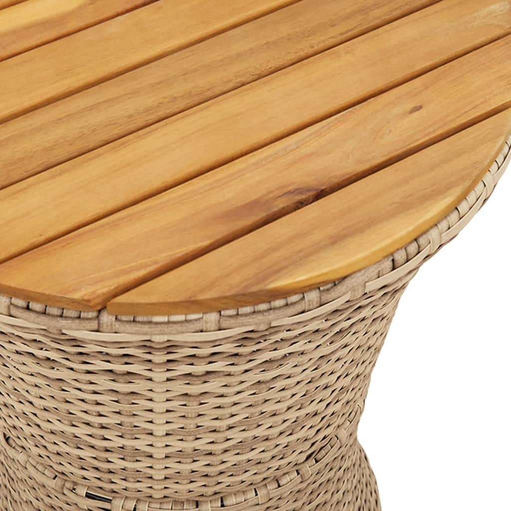 Tuinbijzettafel trommelvormig poly rattan en massief hout beige is nu te koop bij PeponiXL, paradijselijk wonen!