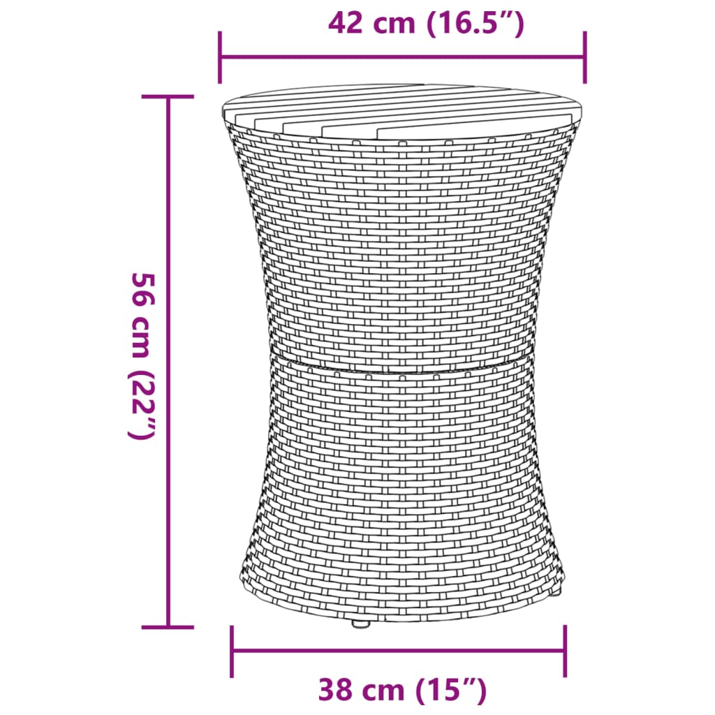 Tuinbijzettafel trommelvormig poly rattan en massief hout beige is nu te koop bij PeponiXL, paradijselijk wonen!