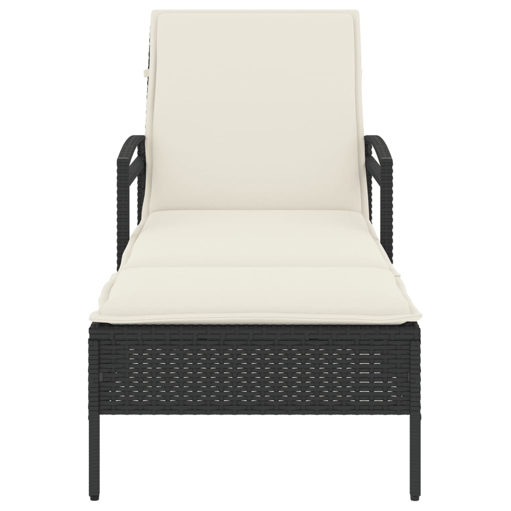 Ligbed met kussen 63x200x81 cm poly rattan zwart is nu te koop bij PeponiXL, paradijselijk wonen!