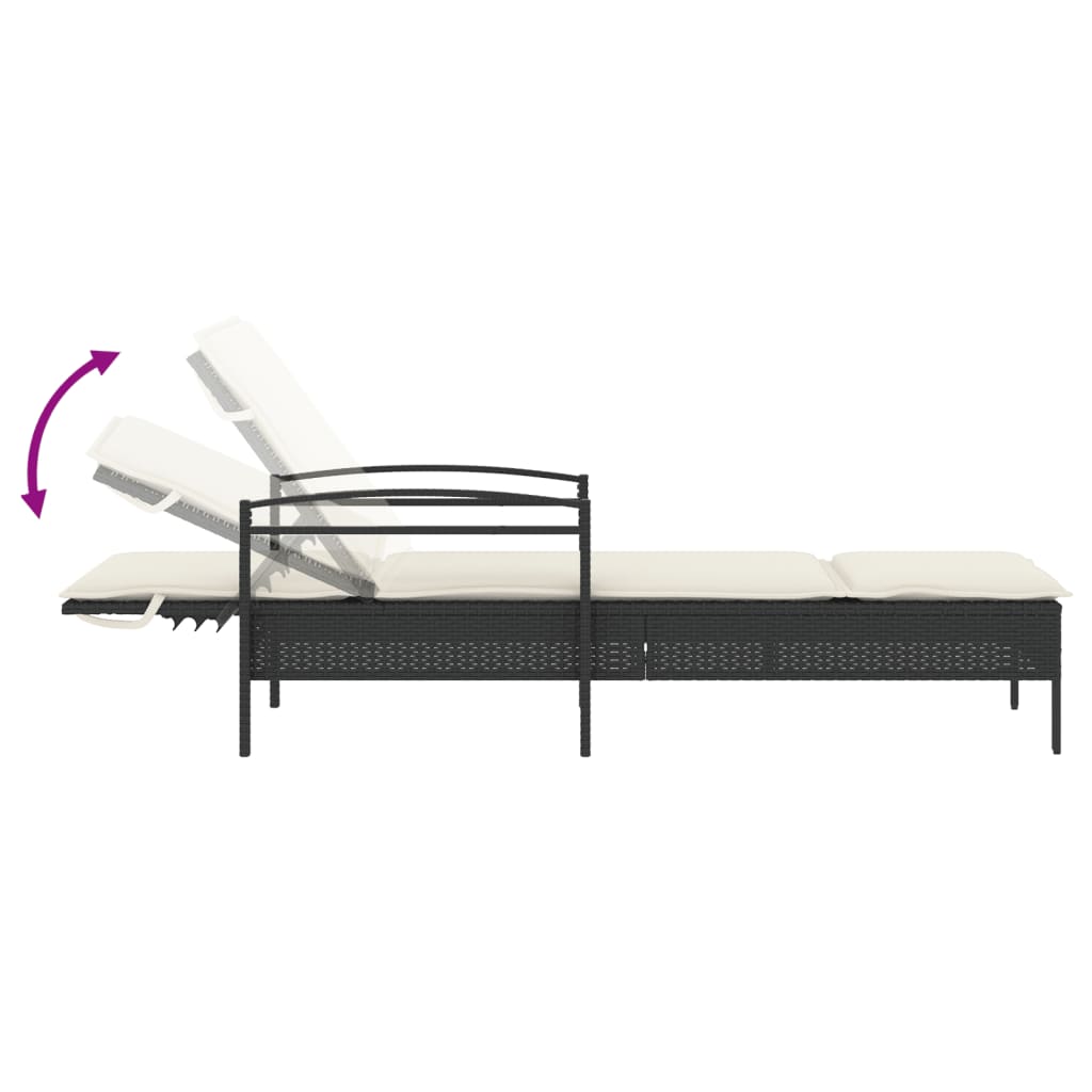 Ligbed met kussen 63x200x81 cm poly rattan zwart is nu te koop bij PeponiXL, paradijselijk wonen!
