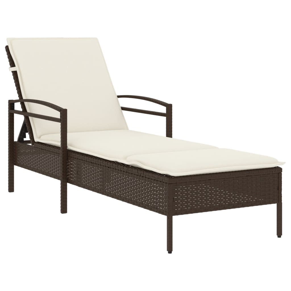Ligbed met kussen 63x200x81 cm poly rattan bruin is nu te koop bij PeponiXL, paradijselijk wonen!