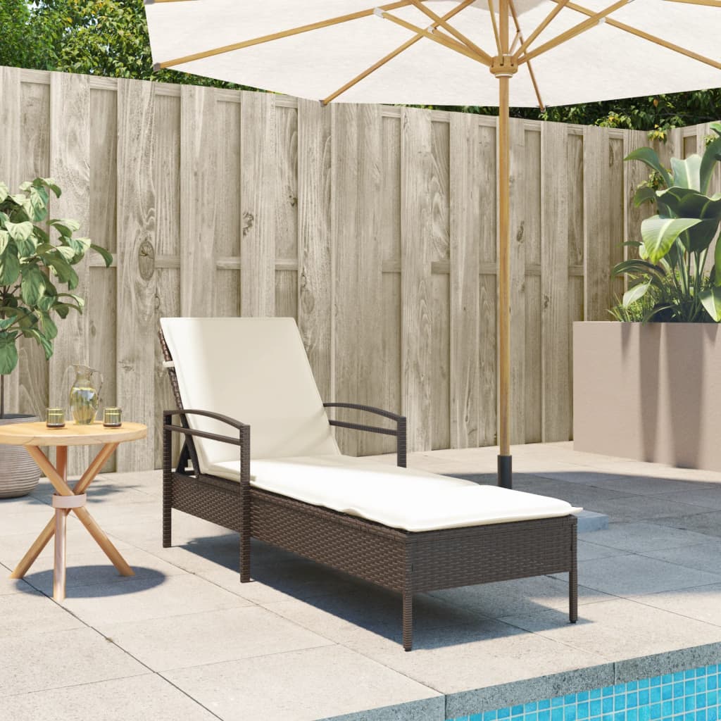 Ligbed met kussen 63x200x81 cm poly rattan bruin is nu te koop bij PeponiXL, paradijselijk wonen!