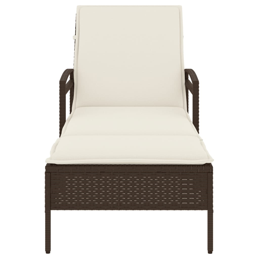 Ligbed met kussen 63x200x81 cm poly rattan bruin is nu te koop bij PeponiXL, paradijselijk wonen!