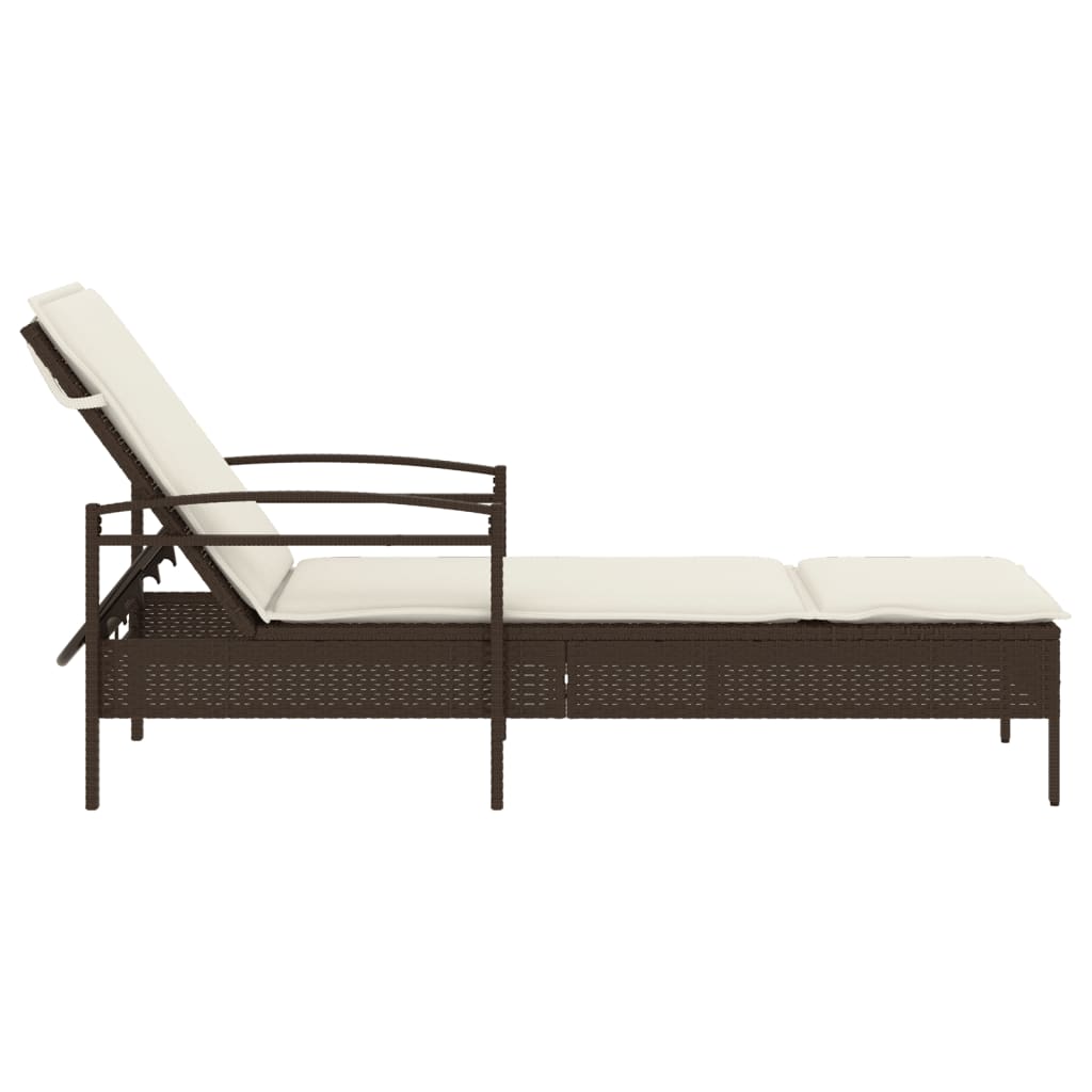 Ligbed met kussen 63x200x81 cm poly rattan bruin is nu te koop bij PeponiXL, paradijselijk wonen!