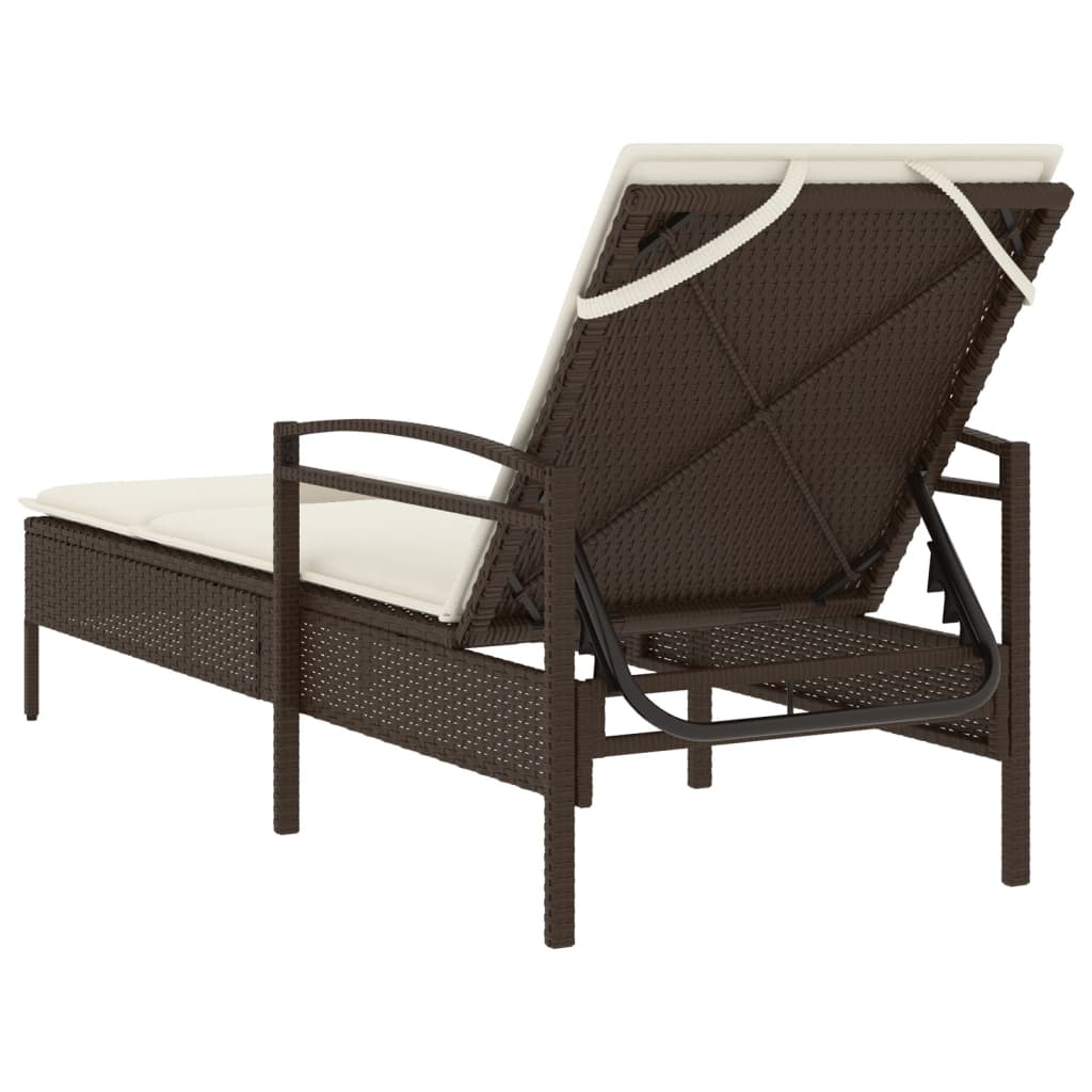 Ligbed met kussen 63x200x81 cm poly rattan bruin is nu te koop bij PeponiXL, paradijselijk wonen!