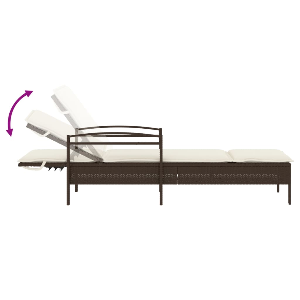 Ligbed met kussen 63x200x81 cm poly rattan bruin is nu te koop bij PeponiXL, paradijselijk wonen!
