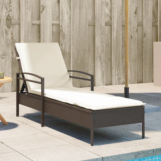 Ligbed met kussen 63x200x81 cm poly rattan bruin is nu te koop bij PeponiXL, paradijselijk wonen!