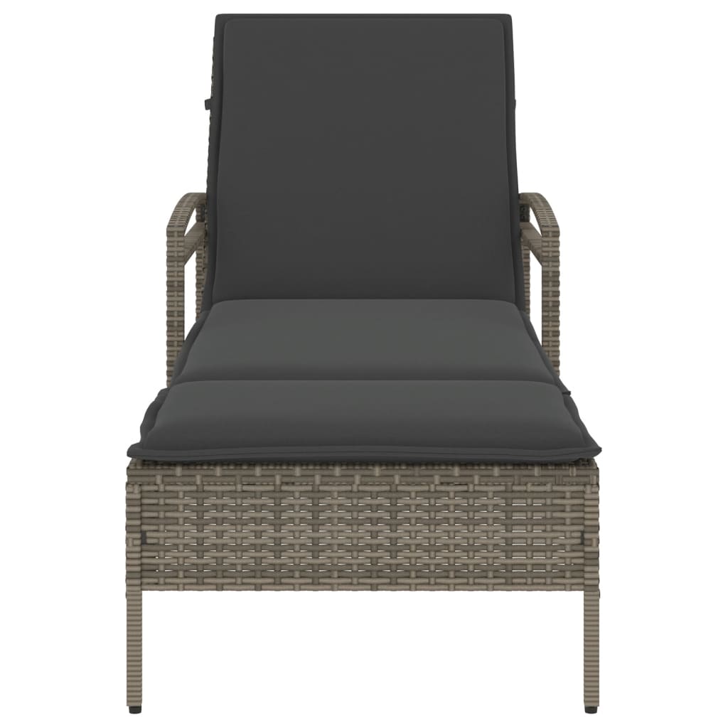 Ligbed met kussen 63x200x81 cm poly rattan grijs is nu te koop bij PeponiXL, paradijselijk wonen!