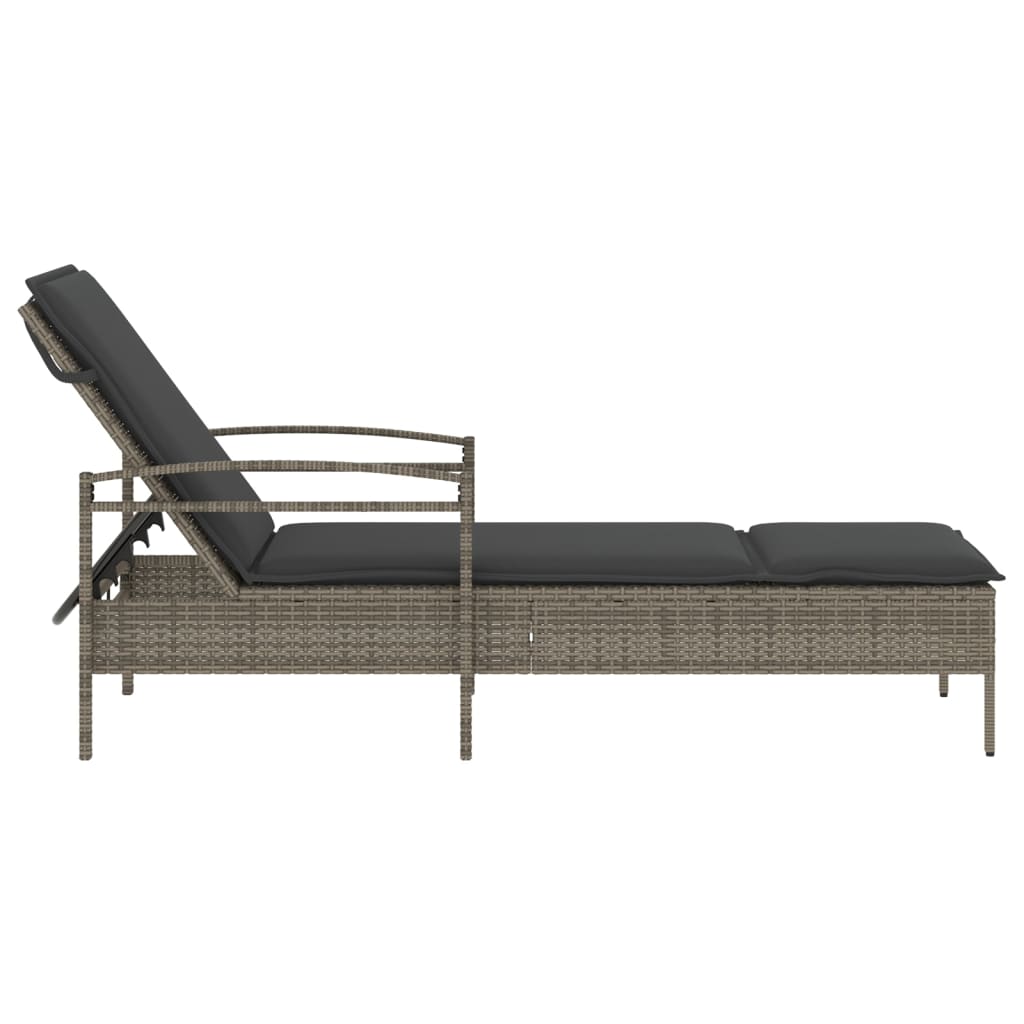Ligbed met kussen 63x200x81 cm poly rattan grijs is nu te koop bij PeponiXL, paradijselijk wonen!