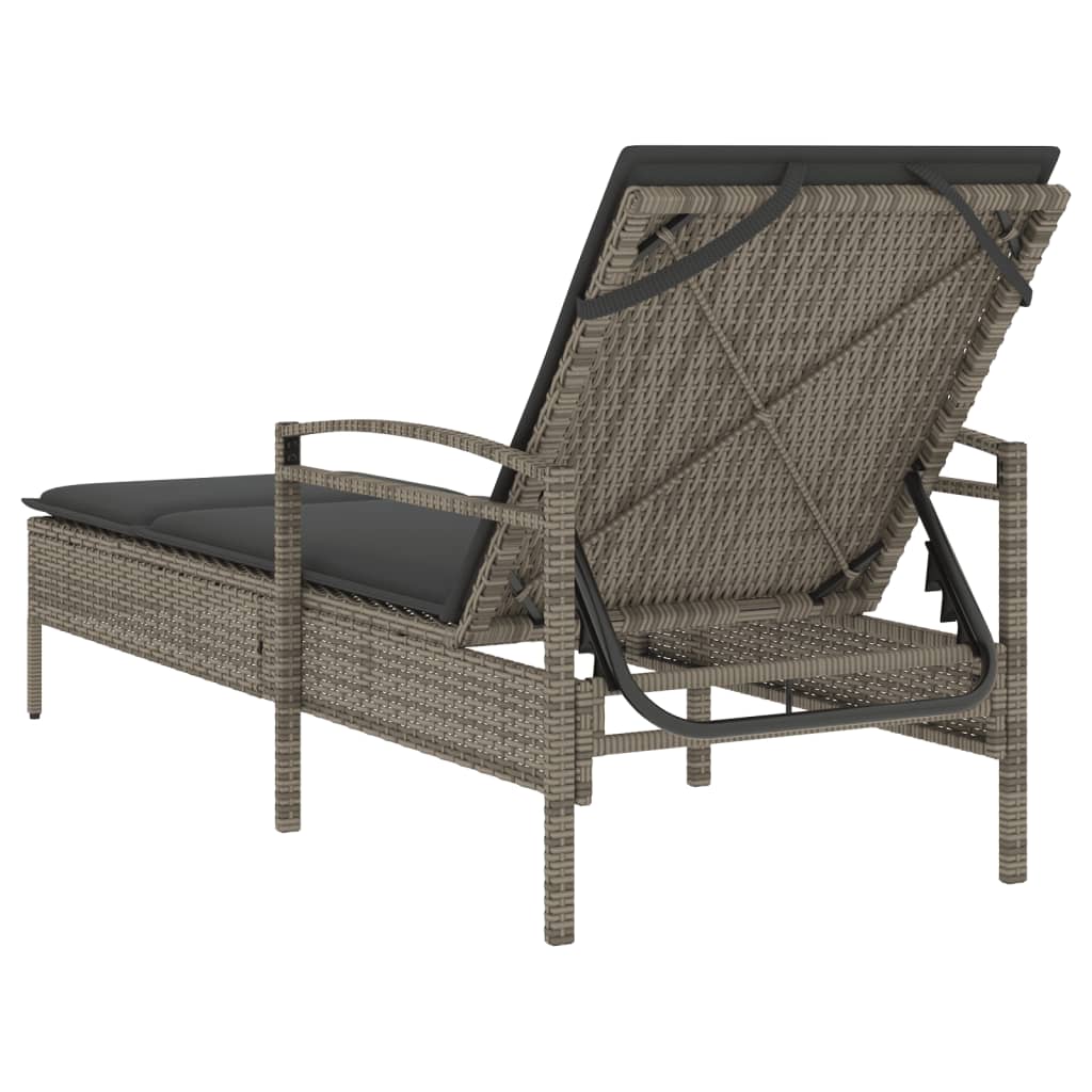 Ligbed met kussen 63x200x81 cm poly rattan grijs is nu te koop bij PeponiXL, paradijselijk wonen!