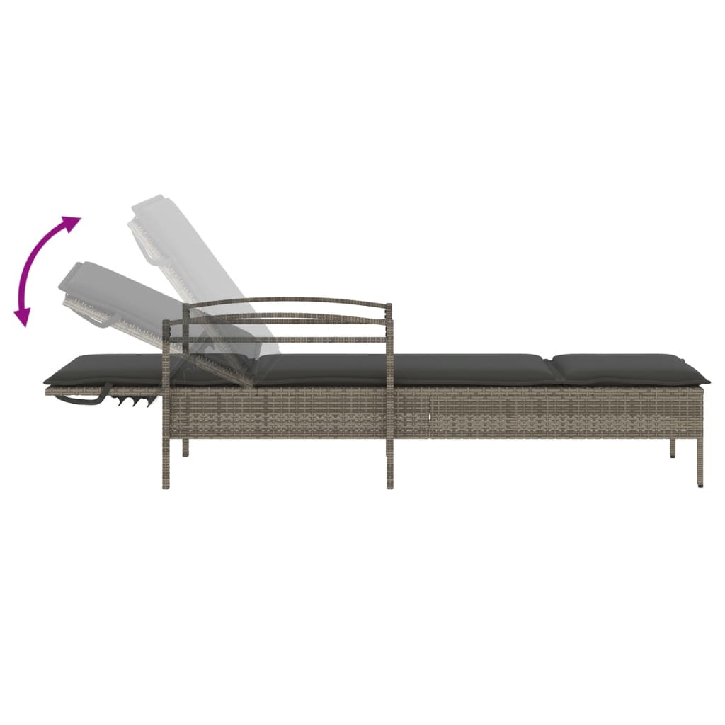 Ligbed met kussen 63x200x81 cm poly rattan grijs is nu te koop bij PeponiXL, paradijselijk wonen!