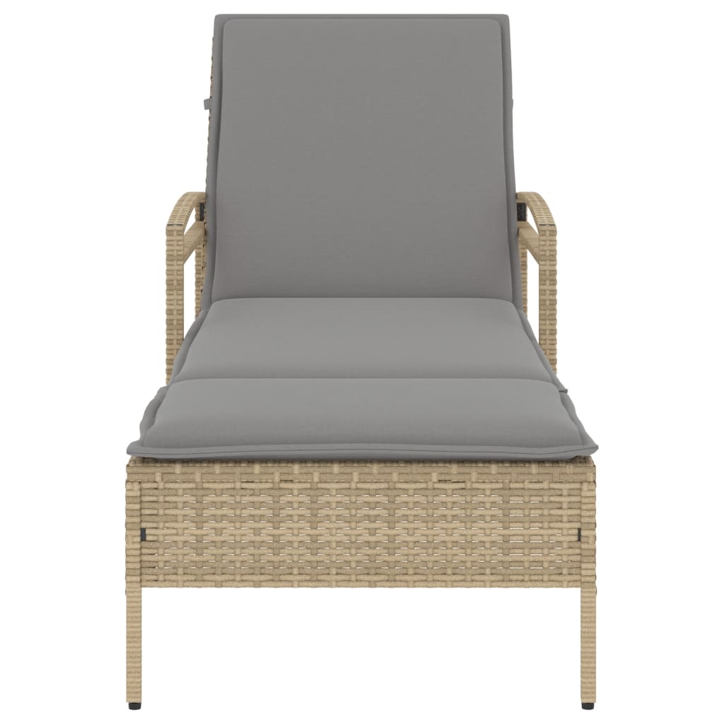 Ligbed met kussen 63x200x81 cm poly rattan beige is nu te koop bij PeponiXL, paradijselijk wonen!