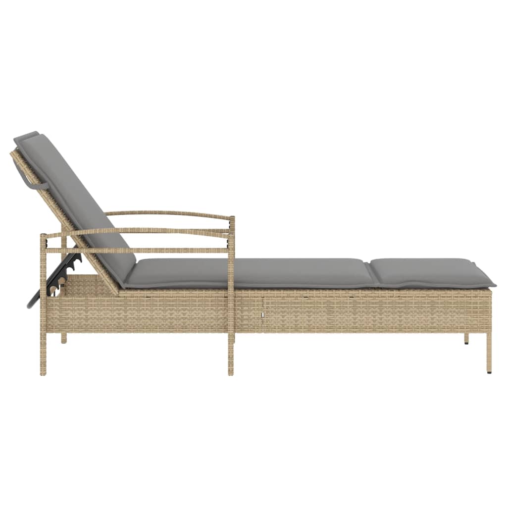 Ligbed met kussen 63x200x81 cm poly rattan beige is nu te koop bij PeponiXL, paradijselijk wonen!