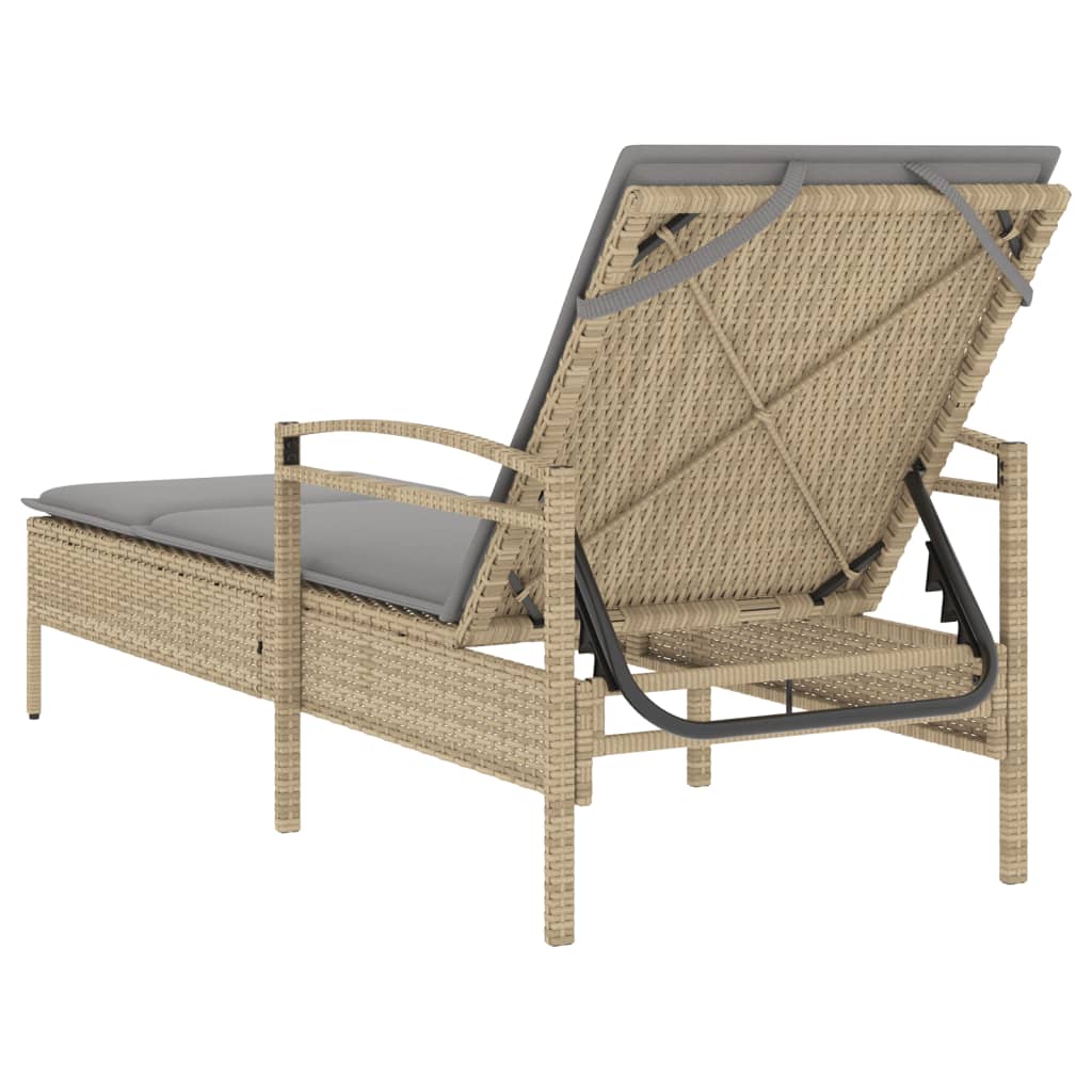 Ligbed met kussen 63x200x81 cm poly rattan beige is nu te koop bij PeponiXL, paradijselijk wonen!