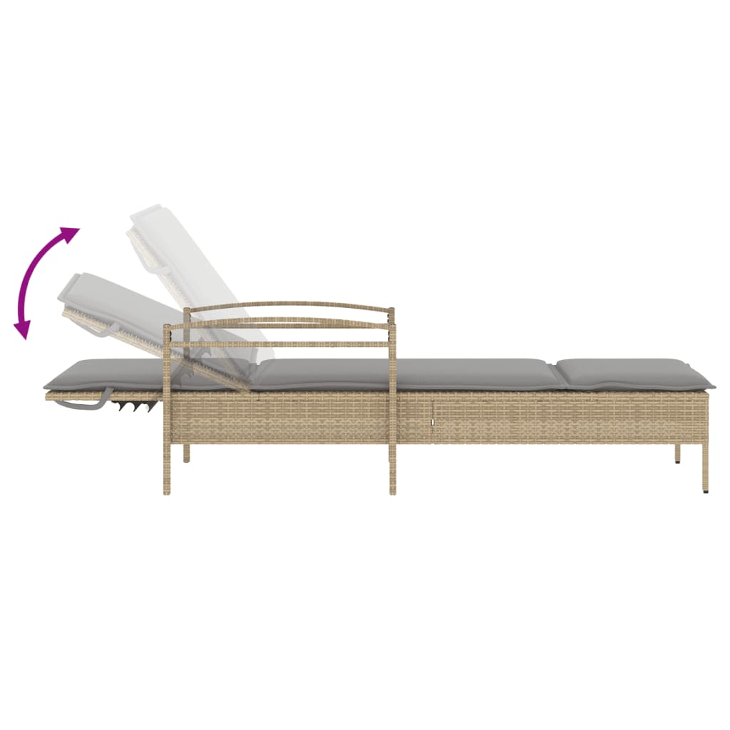 Ligbed met kussen 63x200x81 cm poly rattan beige is nu te koop bij PeponiXL, paradijselijk wonen!