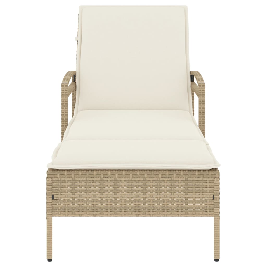 Ligbed met kussen 63x200x81 cm poly rattan beige is nu te koop bij PeponiXL, paradijselijk wonen!
