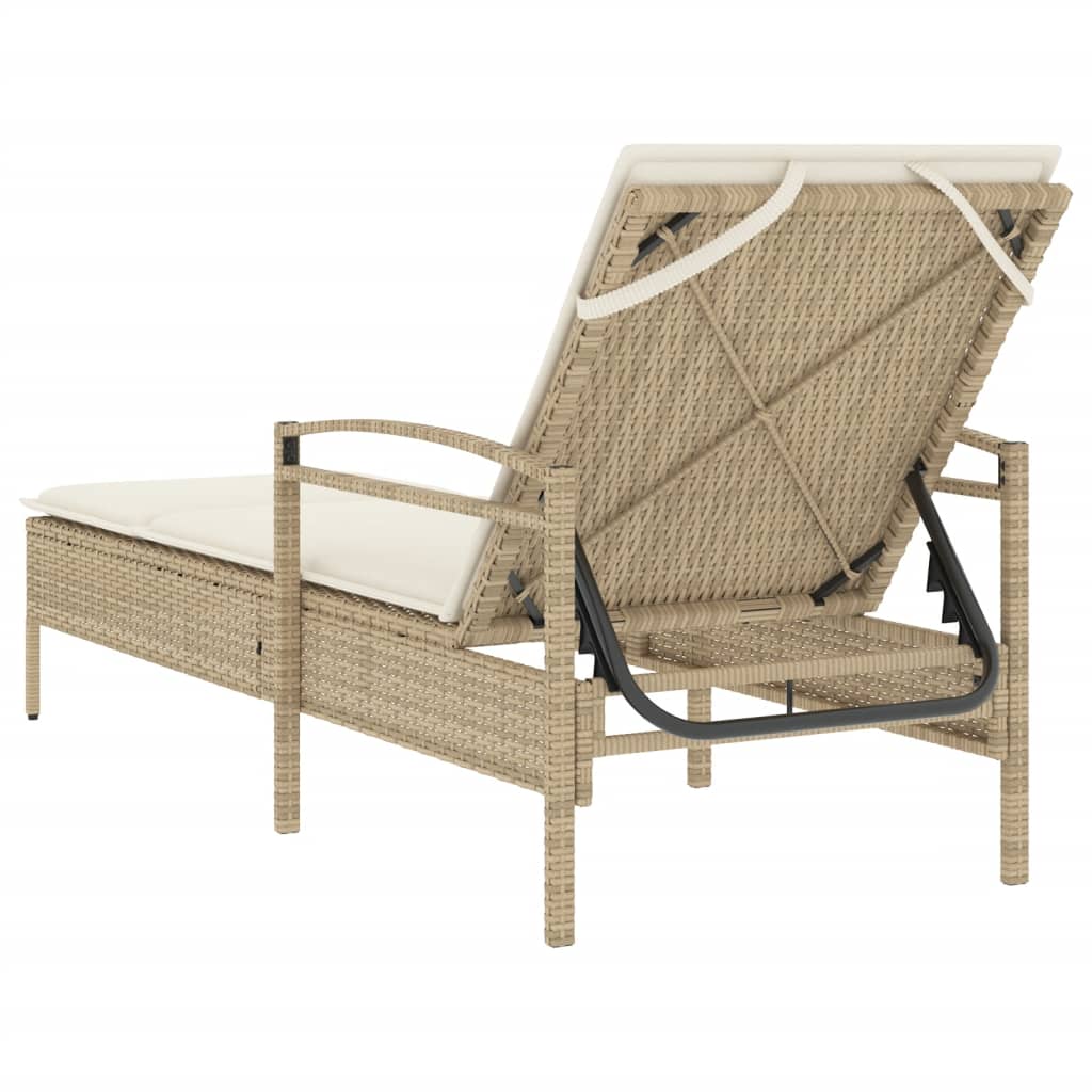 Ligbed met kussen 63x200x81 cm poly rattan beige is nu te koop bij PeponiXL, paradijselijk wonen!