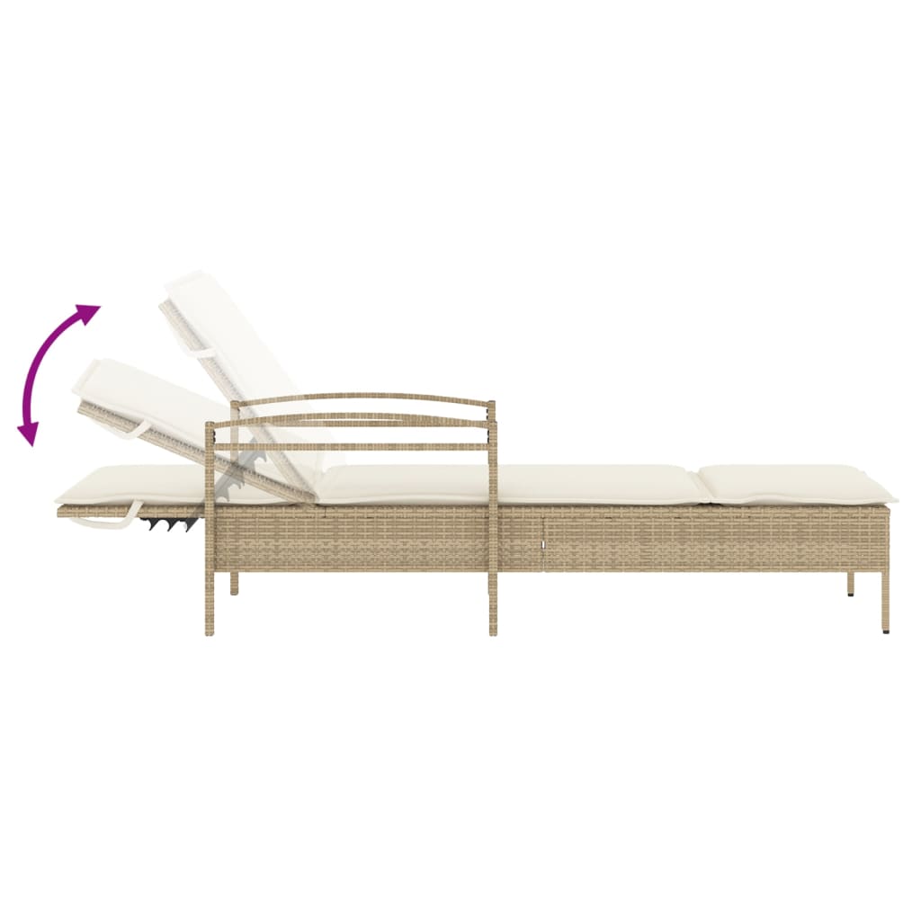 Ligbed met kussen 63x200x81 cm poly rattan beige is nu te koop bij PeponiXL, paradijselijk wonen!