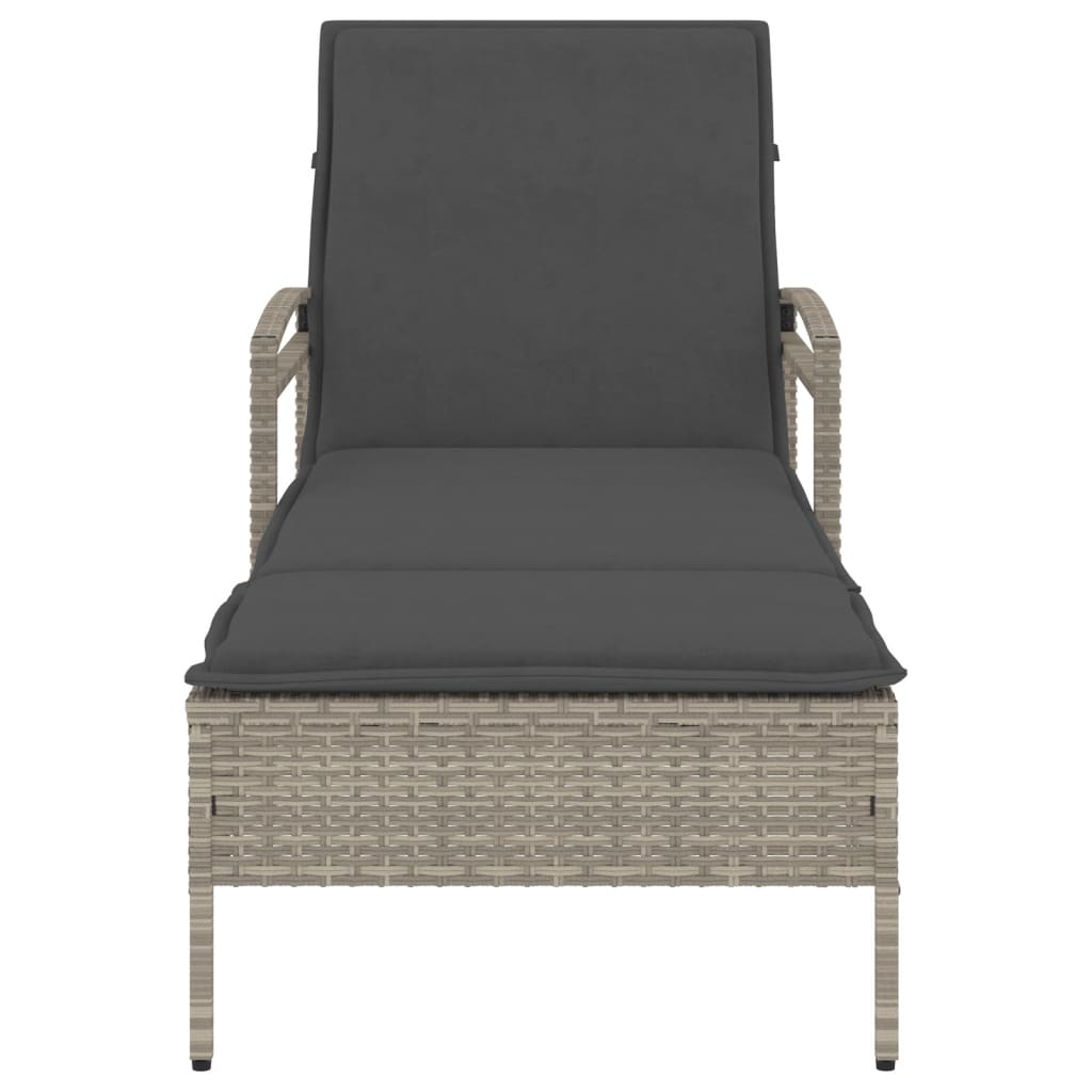 Ligbed met kussen 63x200x81 cm poly rattan lichtgrijs is nu te koop bij PeponiXL, paradijselijk wonen!
