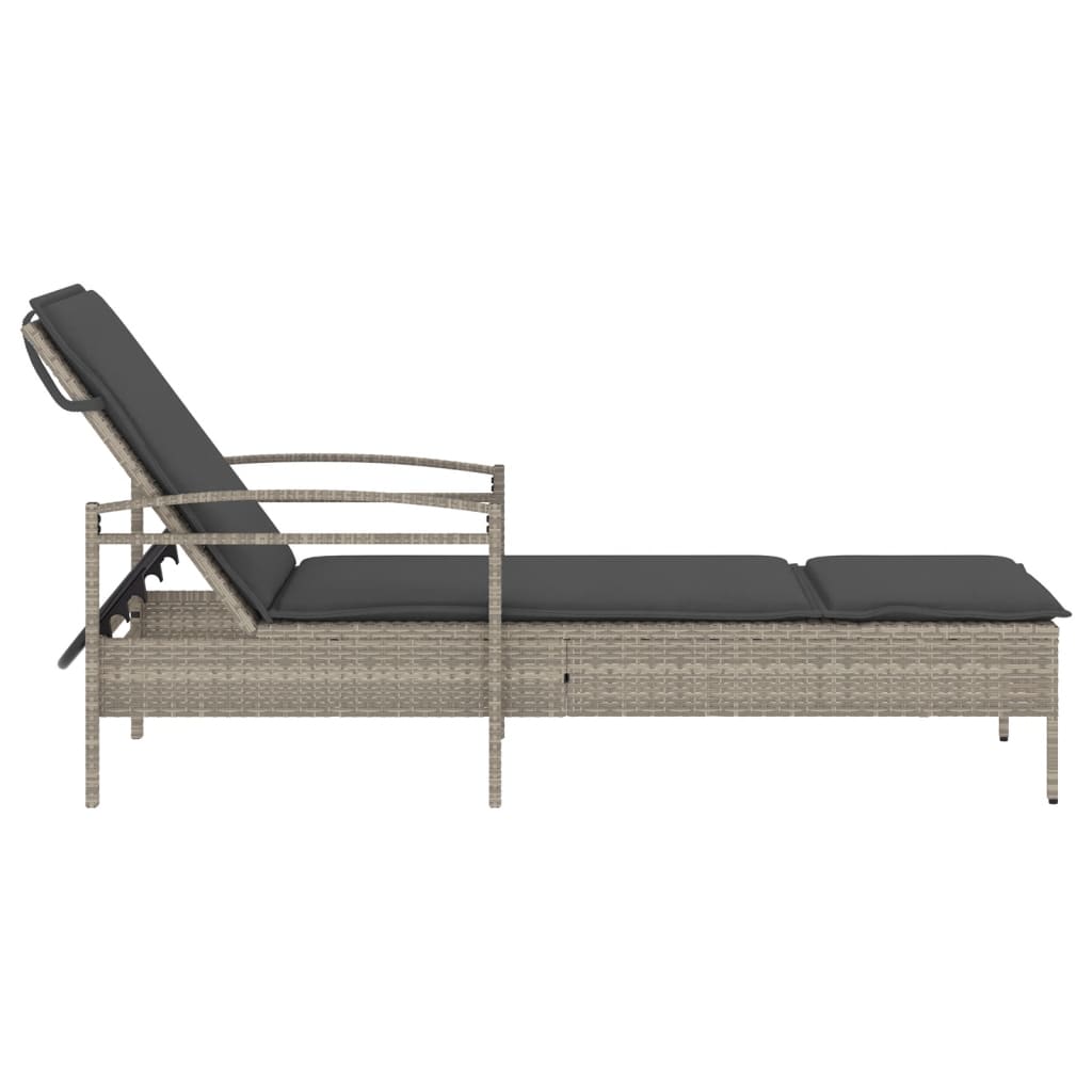 Ligbed met kussen 63x200x81 cm poly rattan lichtgrijs is nu te koop bij PeponiXL, paradijselijk wonen!