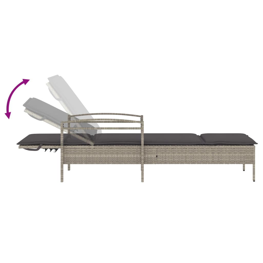 Ligbed met kussen 63x200x81 cm poly rattan lichtgrijs is nu te koop bij PeponiXL, paradijselijk wonen!