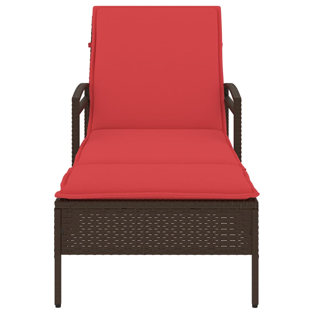 | Ligstoel | met kussen Bruin 63 x 200 x 81 cm poly rattan is nu te koop bij PeponiXL, paradijselijk wonen!