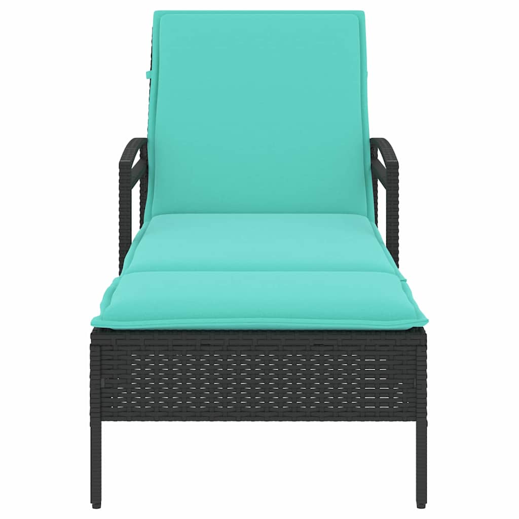 | Ligstoel | met kussen Zwart 63 x 200 x 81 cm poly rattan is nu te koop bij PeponiXL, paradijselijk wonen!