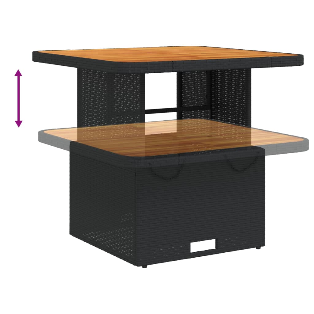 Tuintafel 80x80x71 cm poly rattan en acaciahout zwart is nu te koop bij PeponiXL, paradijselijk wonen!